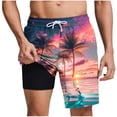 thumbnail image 3 of DIOAZUD 9 Inch Swim Trunks Men Quick Dry Beach Shorts with Liner Lightweight Hawaiian Bathing Suits Summer Vacation Swimwear with Pockets, 3 of 9