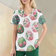 thumbnail image 5 of Scrub Tops Women Print，Scrub Tops for Women Medical Workwear Stretch Fashion Funny Easter Printed Plus Size Short Sleeve Nursing Uniform Scrub Tops，Army Green，XXXXXL, 5 of 5