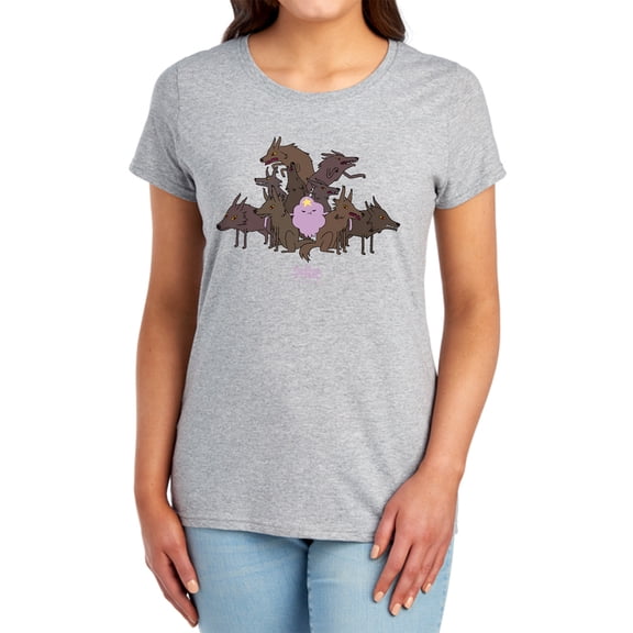 Adventure Time LSP & Wolves Women's T Shirt, Athletic Heather, Medium