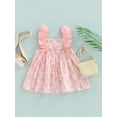 thumbnail image 4 of Kiapeise Toddler Baby Girls Summer Dress Flowers Ruffle Sleeveless Square Neck Dress + Big Bow Straw Sling Bag, 4 of 8