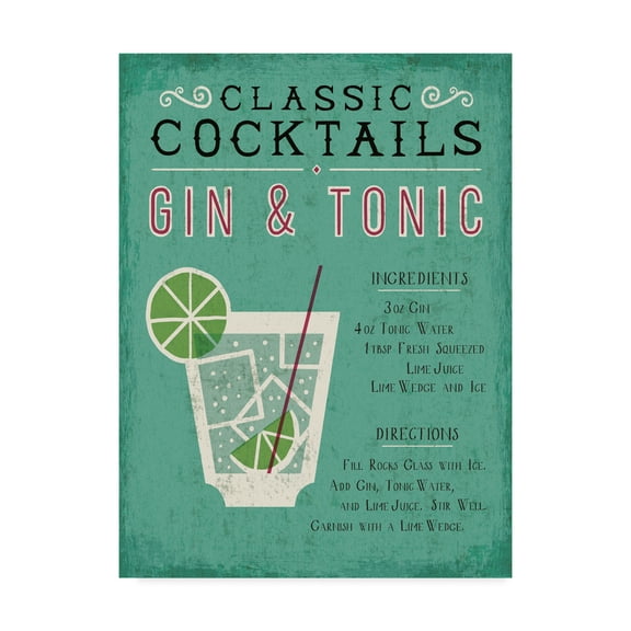 Trademark Fine Art 'Classic Cocktail Gin and Tonic' Canvas Art by Michael Mullan