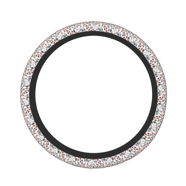 Fotbe Christmas Elements Funda para Volante Universal de 15 pulgadas, Accesorios para Auto para Hombre y Mujer, Protector de Volante Cómodo para SUV y Sedán