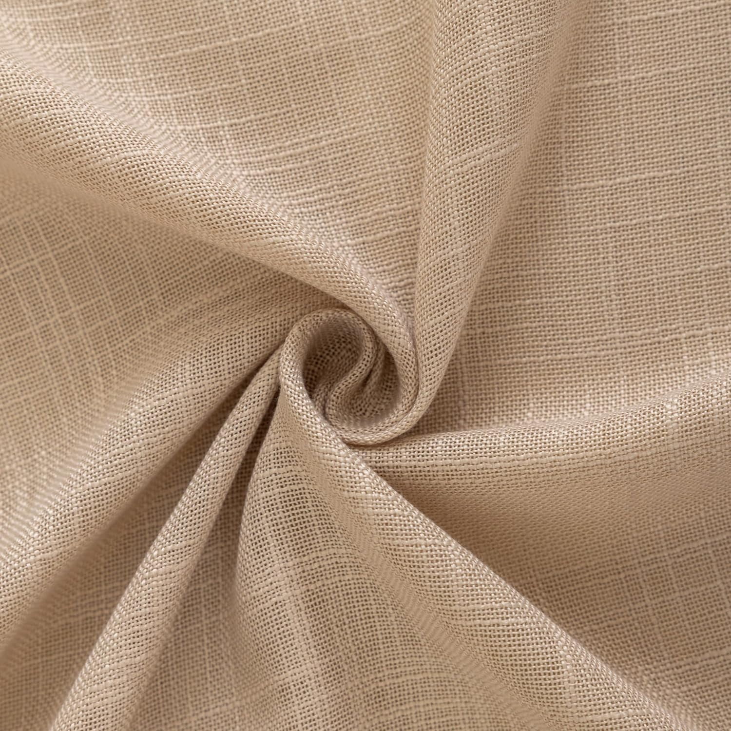 Bailu Linen Semi Sheer Curtains Tab Top Light Filtering Elegant Curtains & Drapes for Bedroom (Tan, W52 x L63, 2 Panels)