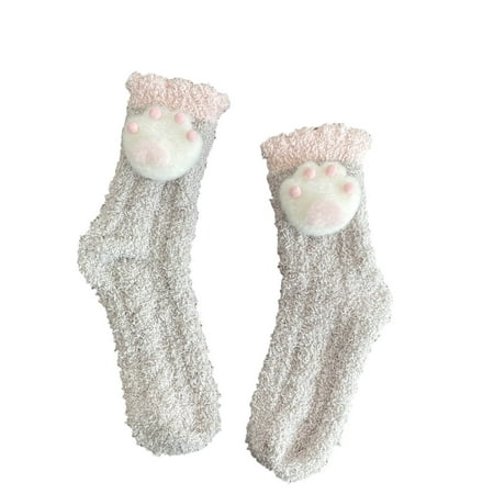 

Zlekejiko Womens Winter Doll Socks Autumn And Winter Mid Tube Socks Coral Fleece Thickened Warm Stockings