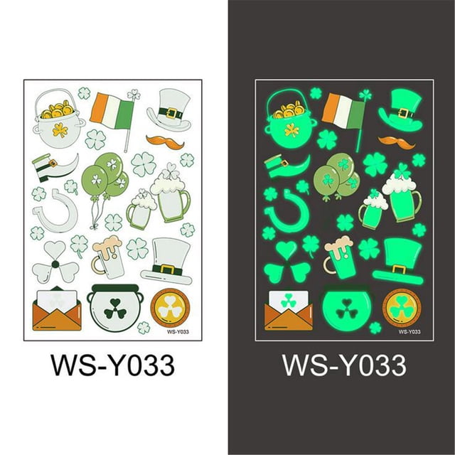 Agiferg St. Patrick's Day Tattoo Sticker Luminous Fluorescent Colourful Irish Festival