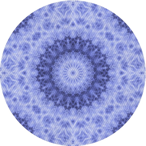 Ahgly Company Machine Washable Indoor Round Transitional Day Sky Blue Area Rugs, 5' Round