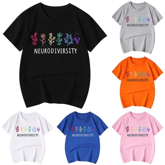 Miaoju Toddler Girl Tops 4t Round Neck Letter Print Short Sleeve T Shirt Comfy Tee Tops T-Shirts Infant To Big Kid