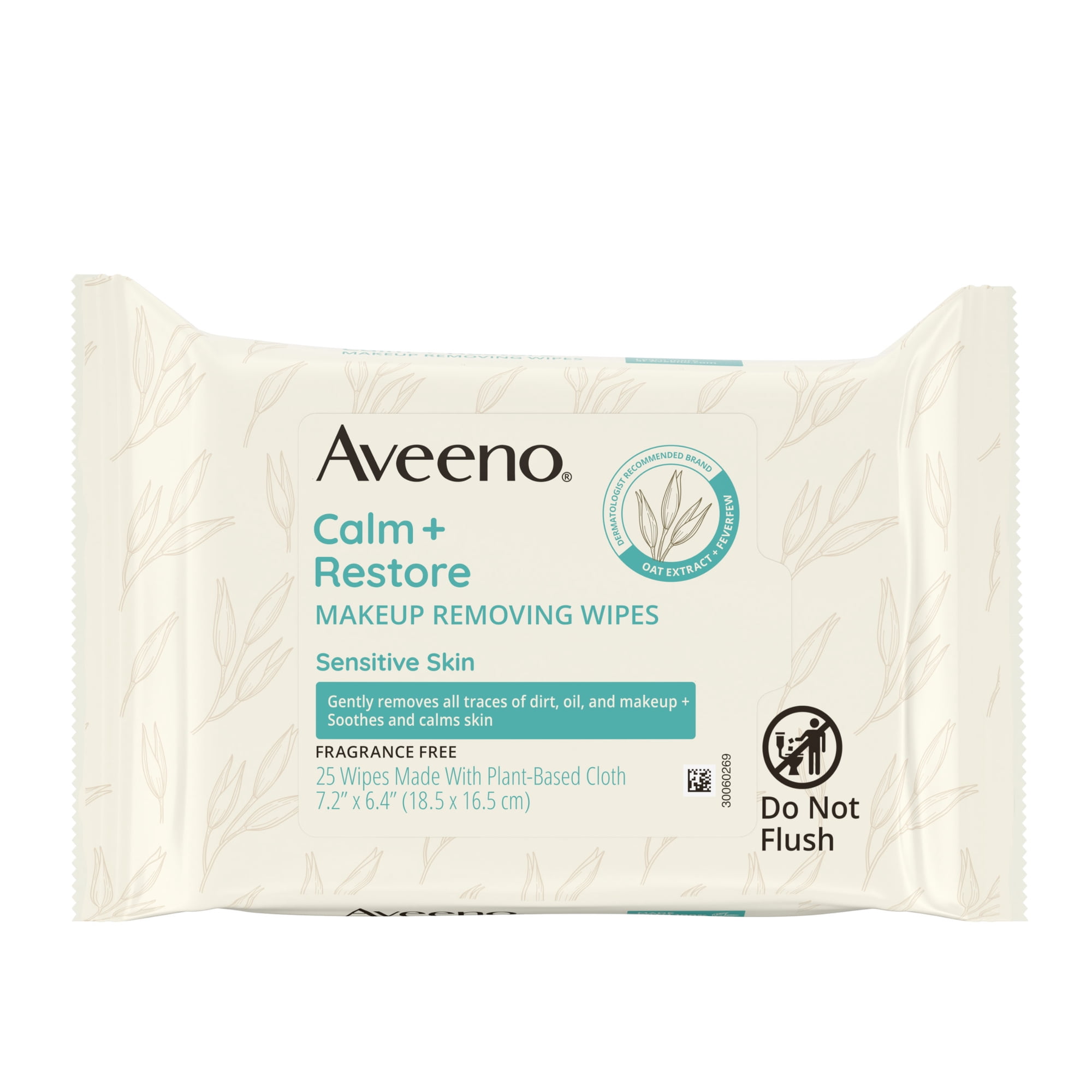Aveeno Calm + Restore Unscented Face Wipes, 25 Count