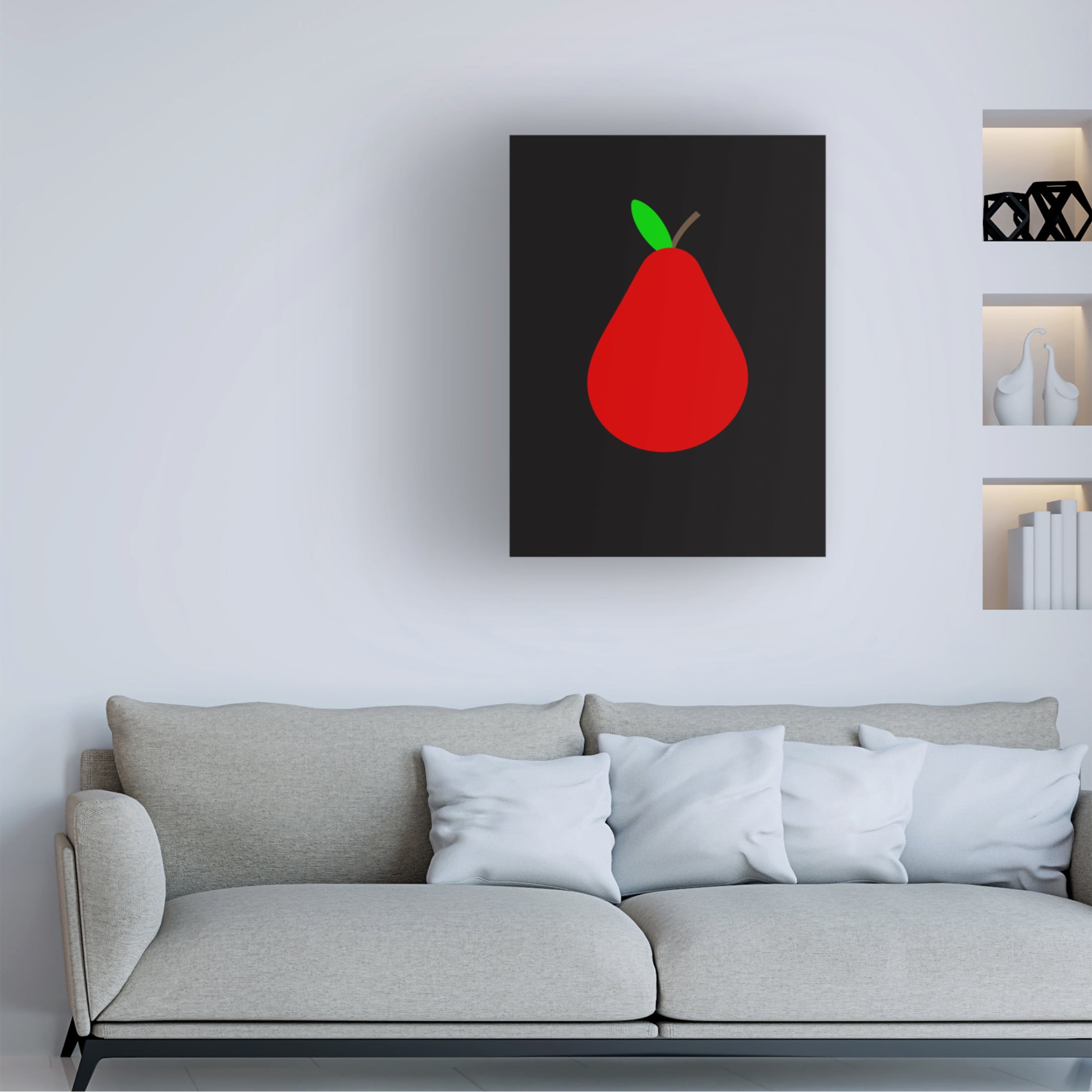 Canvas Wall Art - Tom Quartermaine 'Red and Black Abstract Apple 2' Wall Art for Living Room, Bedroom, or Office Décor by Trademark Fine Art - 14 x 19 Inches