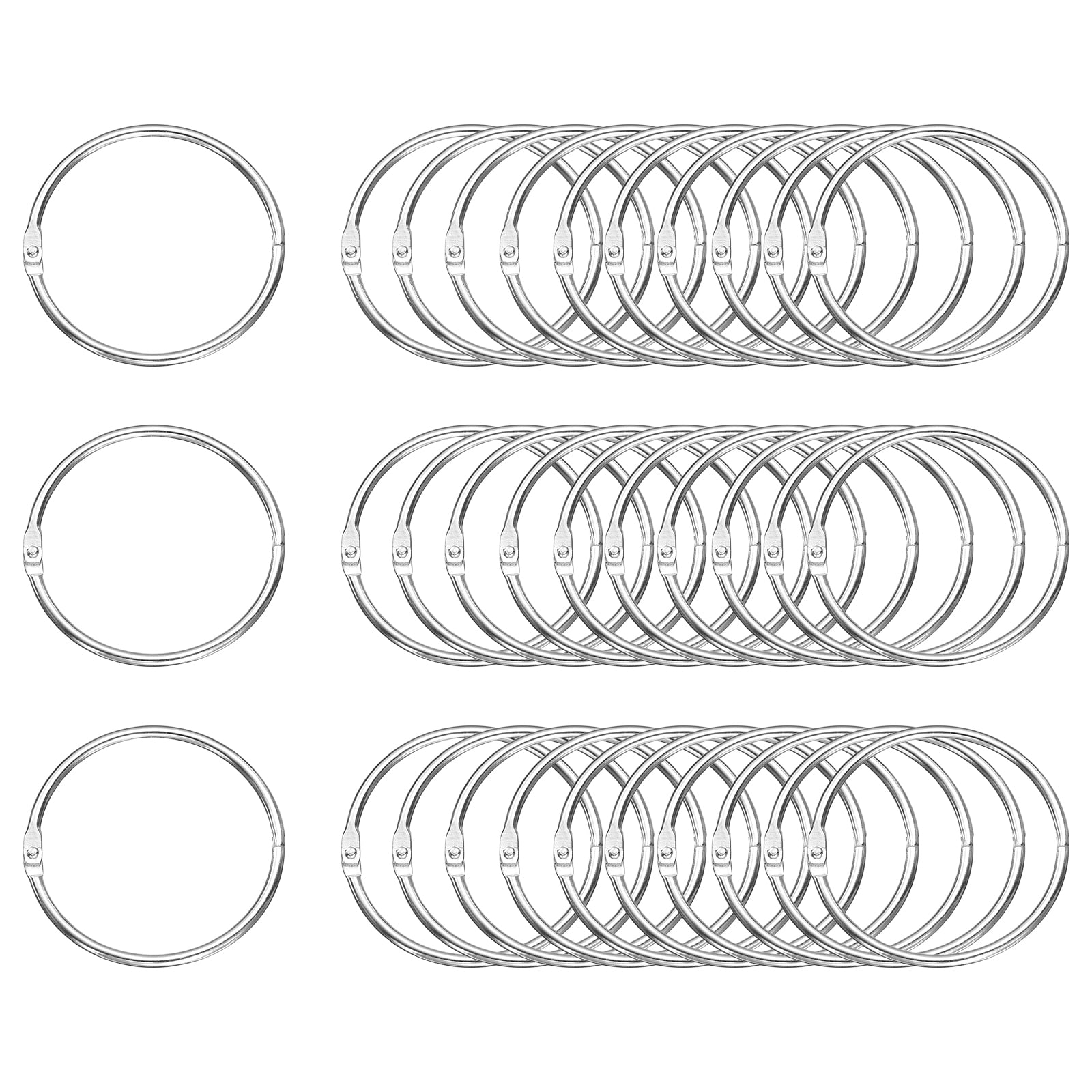 Uxcell 36pcs Binder Rings 2 Inch Loose Leaf Binder Ring Metal Book Rings Colorful Loose Leaf Rings, Silver Tone