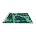 thumbnail image 2 of Ahgly Company Machine Washable Indoor Rectangle Abstract Turquoise Blue Modern Area Rugs, 2' x 5', 2 of 4
