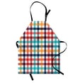 thumbnail image 1 of Checkered Apron Colorful Fresh Summertime Pattern Design Gingham Plaid Striped Traditional Picnic, Unisex Kitchen Bib Apron with Adjustable Neck for Cooking Baking Gardening, Multicolor, by Ambesonne, 1 of 3