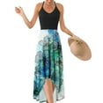 thumbnail image 2 of Vestido de verano para mujer, ajustado, de cintura alta, línea A, vestidos sin mangas de retazos, Sexy, cuello en V, dobladillo sin espalda, vestido veraniego oscilante Fridja  hjkh2061, 2 of 5