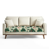 Renewold Christmas Tree Socks Holly Couch Seat Slipcover Non-Slip Sofa Cushion Protector Cover Elastic Fitted Sofa Couch Cushion Cover for Living Room Home Decoration, L