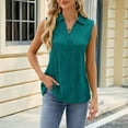 thumbnail image 4 of Wenyuyu Womens Tank Tops Summer Lapel V Neck Sleeveless Golf Shirts Solid Color Loose Casual Textured Tunic Blouses Green XXL, 4 of 9