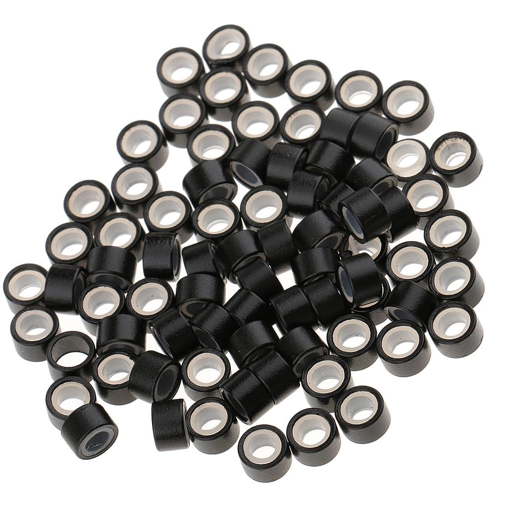 EHJRE 2 Bottles Silicone Links Rings Beads for Hair Extensions Tool, Two Colors( Light Brown/Black), 1000Pcs In Each Bottle