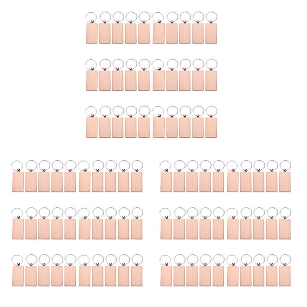 90 Piezas de Llavero de Madera Rectangular En Blanco Llaveros de Madera de Bricolaje Etiquetas