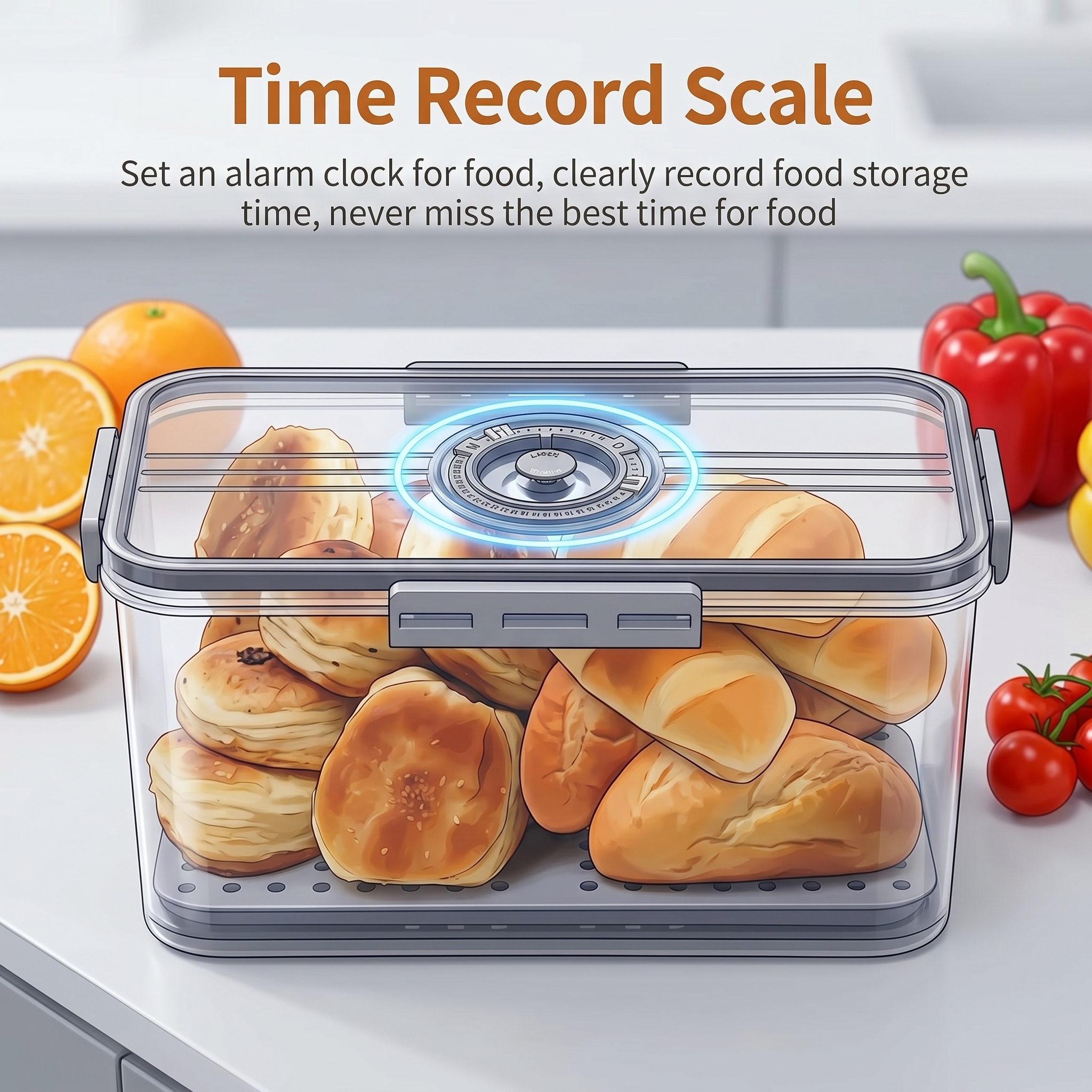 AMBLER Bread Box with Time Recording Dial, Grey photo 4