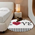 thumbnail image 2 of Small Round Rug 3Ft Washable Non-Slip, Valentine's Day Circle Area Rugs for Living Room Bedroom, LOVE Romantic Red Roses Black Buffalo Plaid Indoor Floor Mats Carpet Runner for Home Decor, 2 of 8
