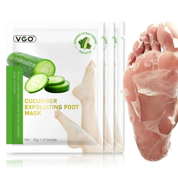 Mascarilla exfoliante para pies VGO, paquete de 3 unidades, exfoliante natural, pepino
