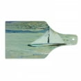 thumbnail image 1 of Art Cutting Board, Monet Sailing Boat Yacht Birds Watercolor Brushstroke Composition, Decorative Tempered Glass Cutting and Serving Board, Wine Bottle Shape, Pale Blue Teal and White, by Ambesonne, 1 of 1