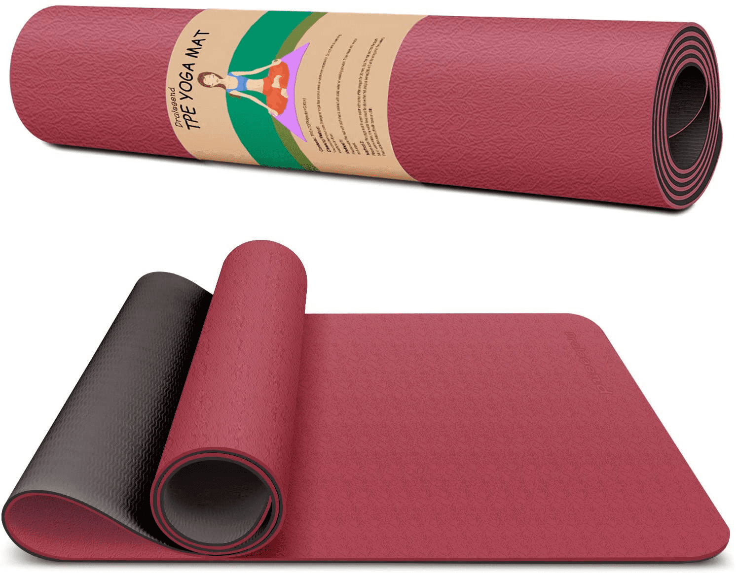 Yoga Mat with Alignment Lines TPE Two Sides Anti-Tear Mat Non-Slip Large  Fitness Mat for Gym Pilates Floor Exercises Stretching 73x32x1/4 PURPLE