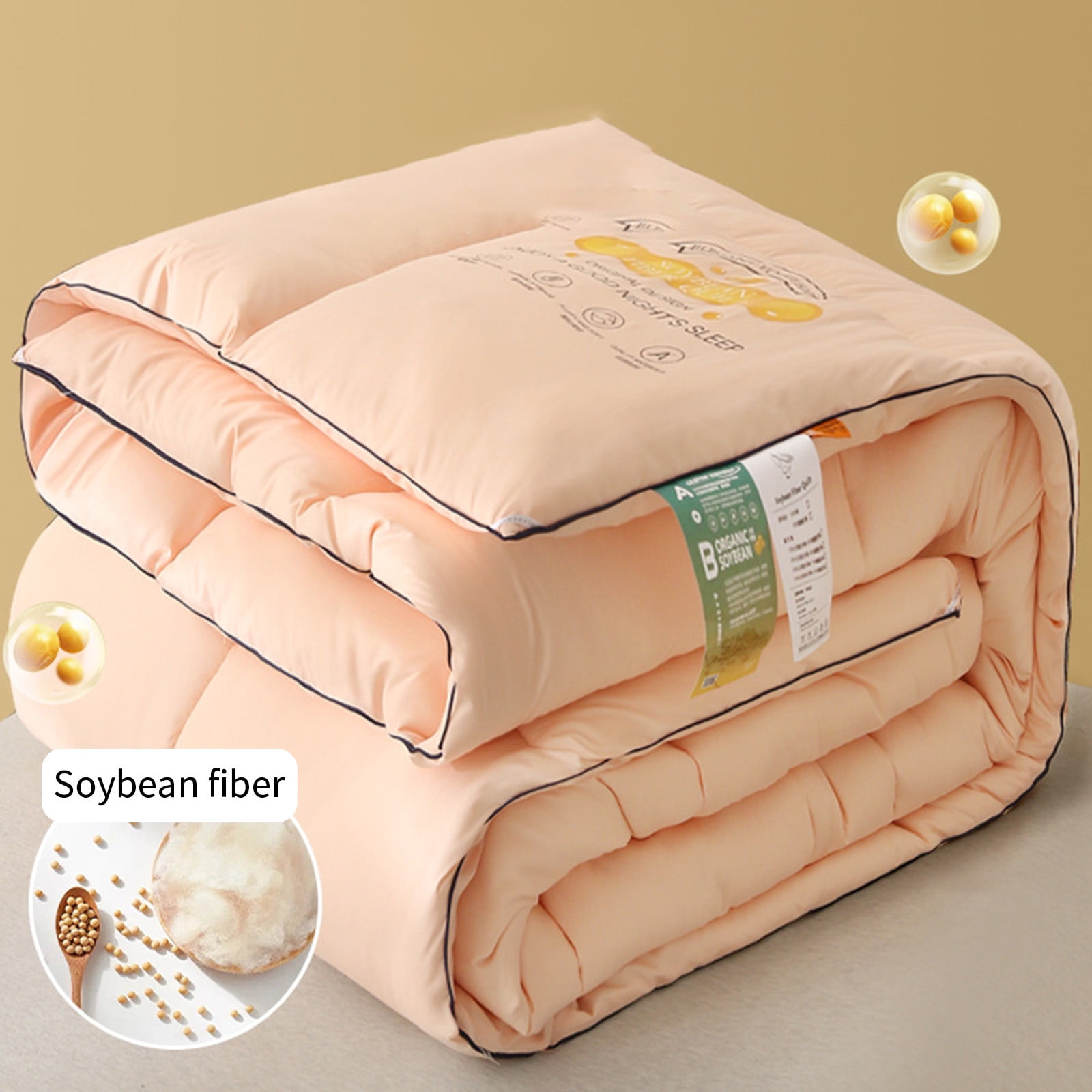 SLYNSHome Queen Comforter 59x78.7 inch,Lightweight Cotton Quilt Warm Solid Color Soft Comforter Easy Care Washable Quilt for Home Winter Fall Decoration (Pink)