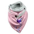 thumbnail image 1 of Women Flowers Butterfly Print Cotton Winter Warm Button Up Scarf, 1 of 3