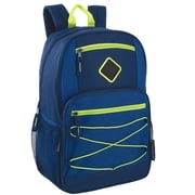 24 Pack of Bulk Wholesale 18.5 Inch Multi Pocket Dual Zipper Bungee Cord Laptop Backpacks for Gym, Travel and Commuting in Male Colors Pack