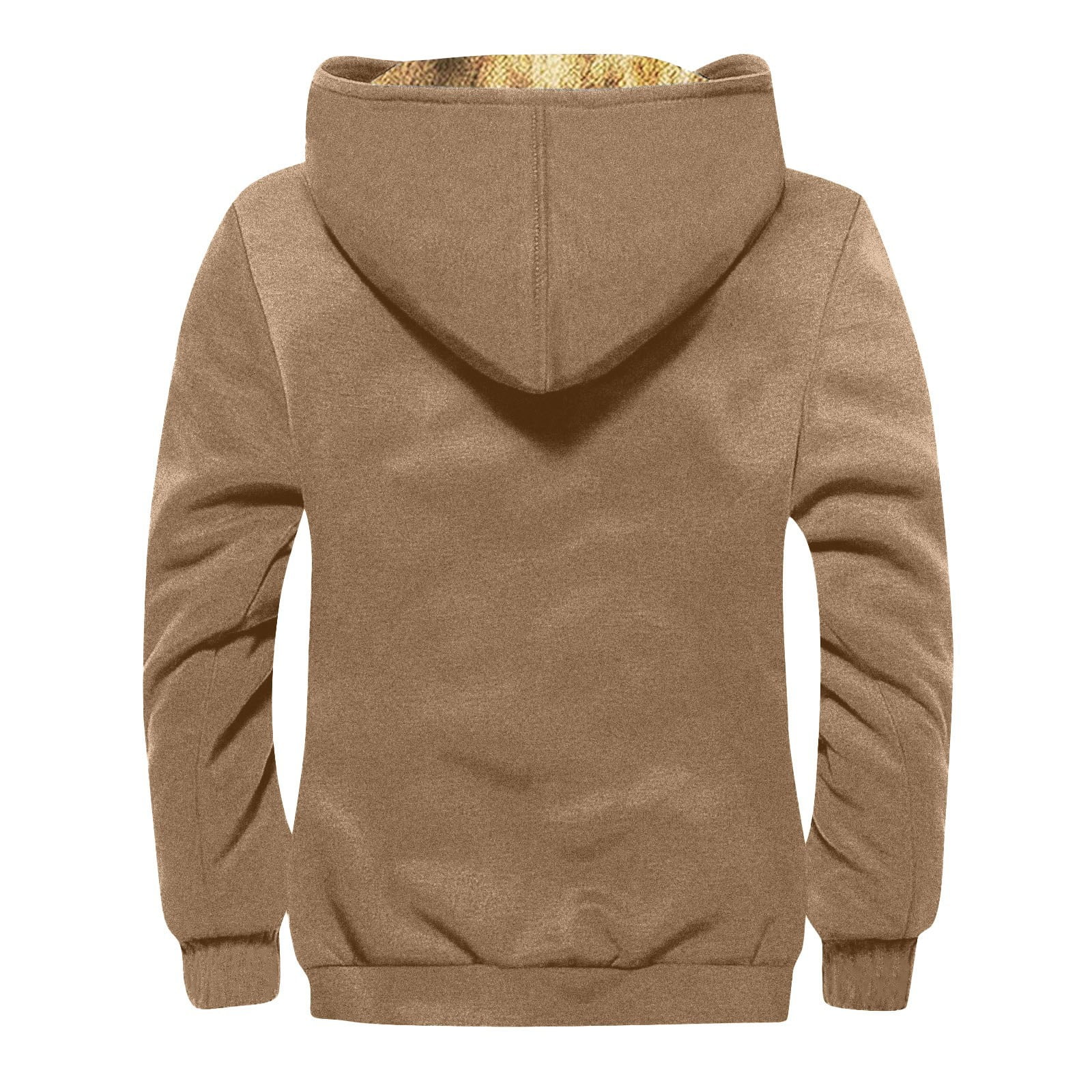 Nokdvo Jacket for Men Winter Sherpa Full Zip Hoodies Heavyweight Long Sleeve Fuzzy Jackets Fashion Hooded Drastring Coats with Pockets Brown 5XL