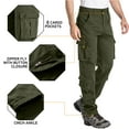 thumbnail image 3 of POENTAB Men's Casual Cargo Pants Pants Cotton Utility Work Pants Safety Durable Construction Trousers with 8 Pockets Green 34 (No Belt), 3 of 7