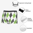 thumbnail image 3 of Gukieu Light green and black argyle Print Men's Boxer Briefs, High Elastic Moisture Wicking Boxer Briefs Underwear-Large, 3 of 5
