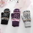 thumbnail image 2 of 1 Pair Women Gloves Color Block Snowflake Pattern Autumn Winter Warm Windproof Gloves for Outdoor, 2 of 10