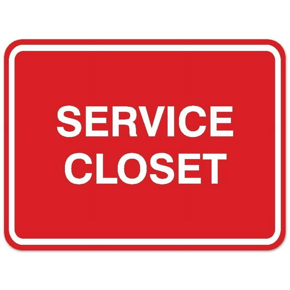 Signs ByLITA Classic Framed Service Closet Sign | Durable Material | Storage Sign (Red) - Large