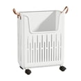 thumbnail image 2 of Cesto de ropa plegable grande con ruedas | Cesto para ropa sucia plegable para baño y dormitorio | Contenedor de plástico ventilado | Beige o blanco, 2 of 6