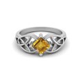 thumbnail image 2 of 5mm Forme Carrée Naturel Citrine 925 Argent Celtique Femmes Bague de Fiançailles, 2 of 4