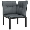 ALmi Patio Corner Chair with Cushions Black and Gray Poly Rattan