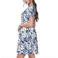 thumbnail image 2 of Daiia Robes pour Femmes à Imprimé Cachemire Bleu 2025 Robes Tendance à Manches Courtes Décontractées Amples et Fluides Maxi Robes de Soleil, 2 of 6