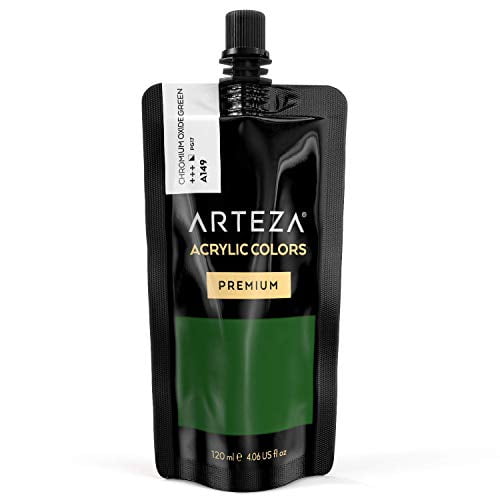 ARTEZA Acrylic Paint Chromium Oxide Green Color (120 ml Pouch, Tube