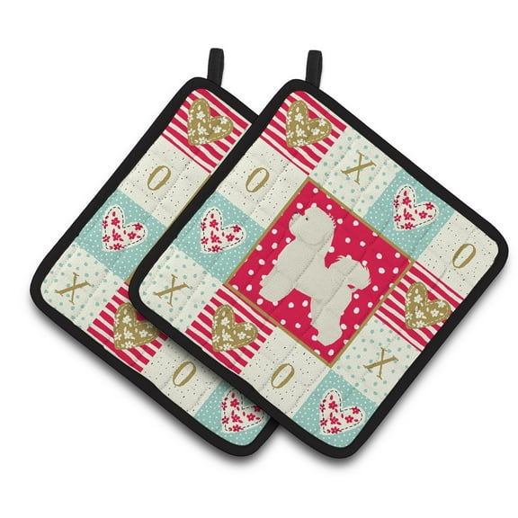 Bichon Frise Love Pair of Pot Holders