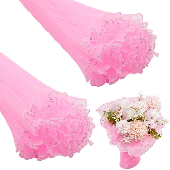 2 Bags Organza Flower Bouquet Wrapping Paper Pearl Pink 282x0.5mm