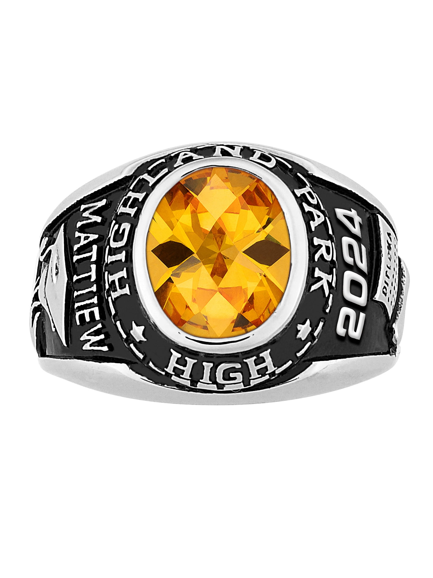 Order Now for 2025 Graduation, Freestyle Men's Celebrium Classic Oval Checkerboard Birthstone Class Ring, Personalized, High School or College