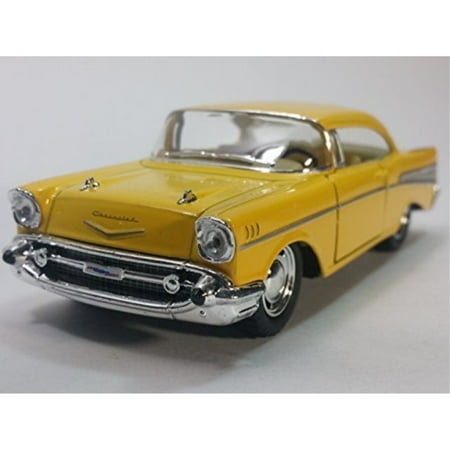 57 Chevy Bel Air - Kinsmart Canary Yellow 1957 Chevy Bel Air 2 Door Coupe 140 O Scale Diecast Car by Kinsmart