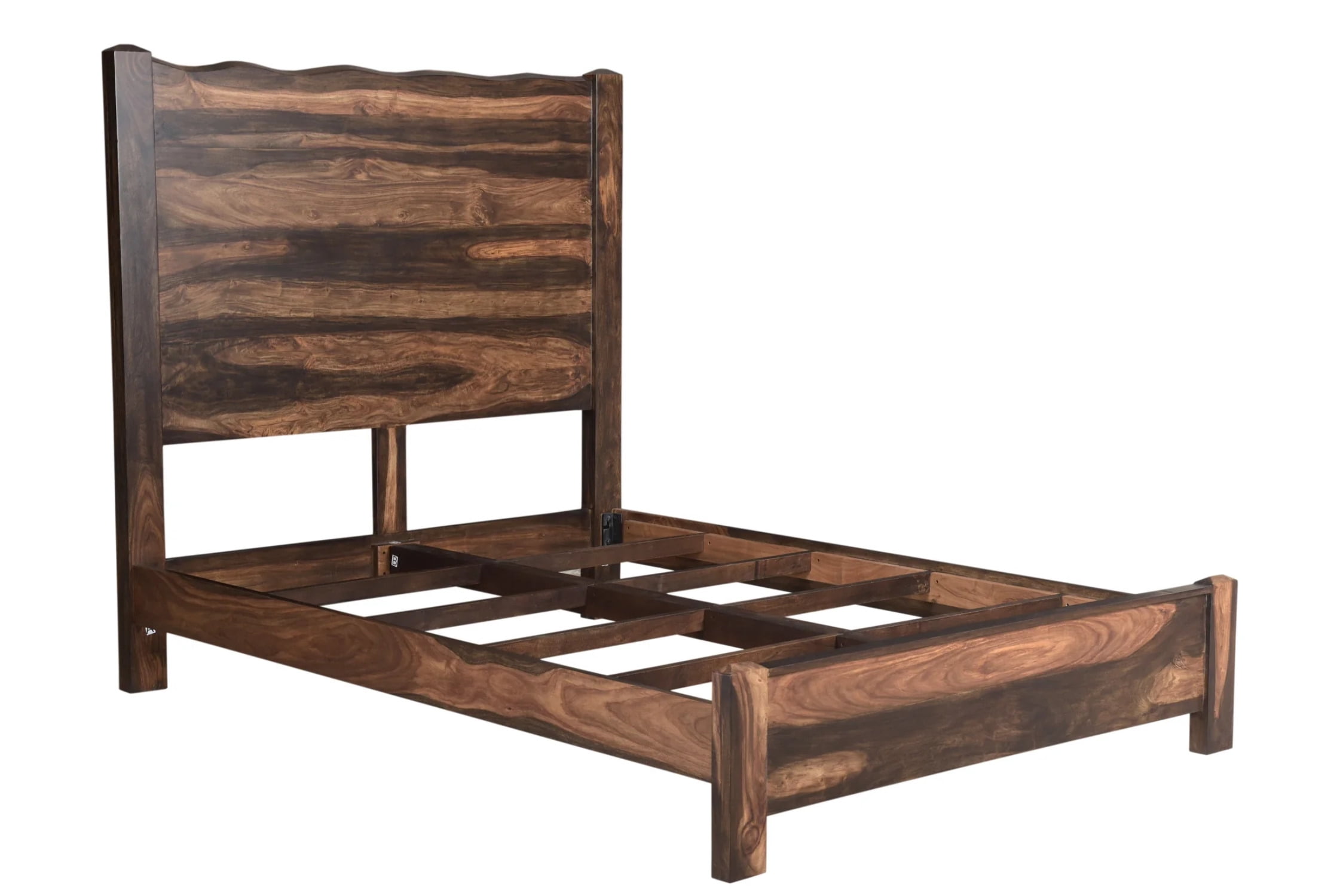 HomeRoots Live Edge Solid Wood Queen Dark Brown Bed