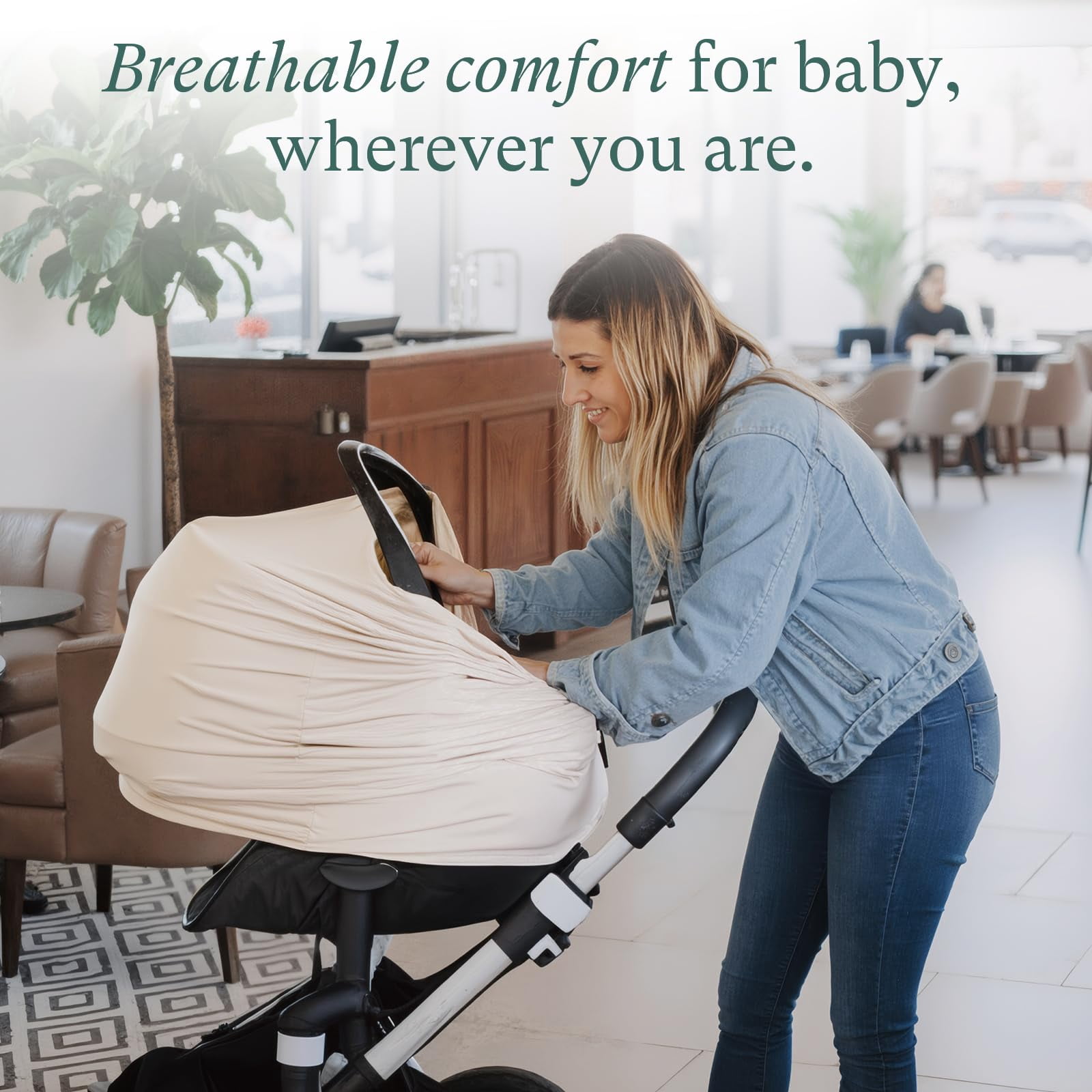 PurComfy Baby Car Seat Cover, SuperSoft Bamboo Viscose Carseat Cover for Infant Boys & Girls, Breathable Multi-Use Breastfeeding Covers, Canopy for Carrier, Stroller, Shopping Cart & High Chair