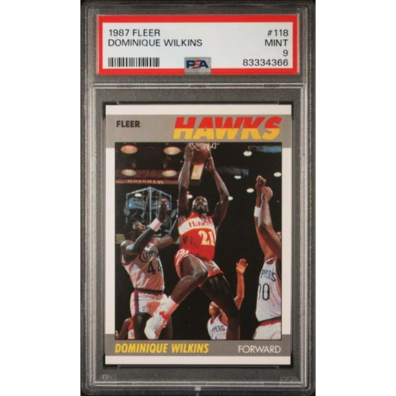 Graded 1987 Fleer Dominique Wilkins #118 2nd Year Basketball Card PSA 9 Mint