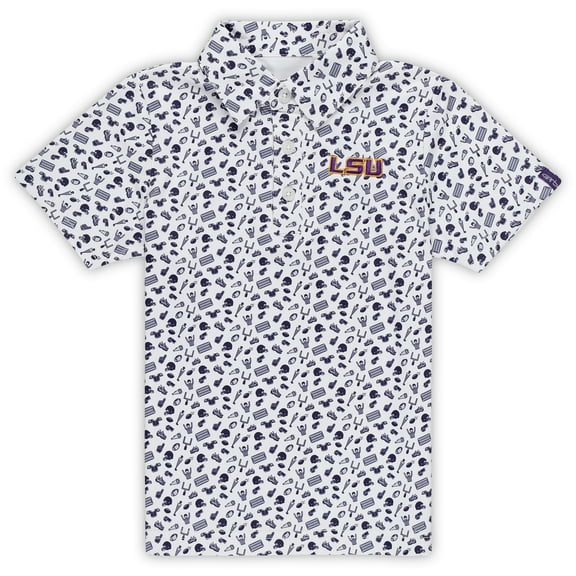 Toddler Garb Purple LSU Tigers Tom Allover Print Performance Polo