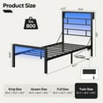 thumbnail image 6 of Bestier Twin Size LED Bed frame - Sturdy Metal Platform Bed with Headboard, Reversible Charging Station and 3 Adjustable Heights, Black, 6 of 11