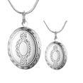 thumbnail image 2 of Victorian Oval Etched Sterling Silver Locket Necklace for Woman Large Special Occasion, 2 of 4