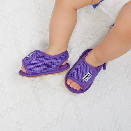 

SBYOJLPB Children s Sandals Baby Spring/summer Comfortable Breathable Mesh Fabric Baby Toddler Flat Soft Soled Children s Sandals Purple 6(13)